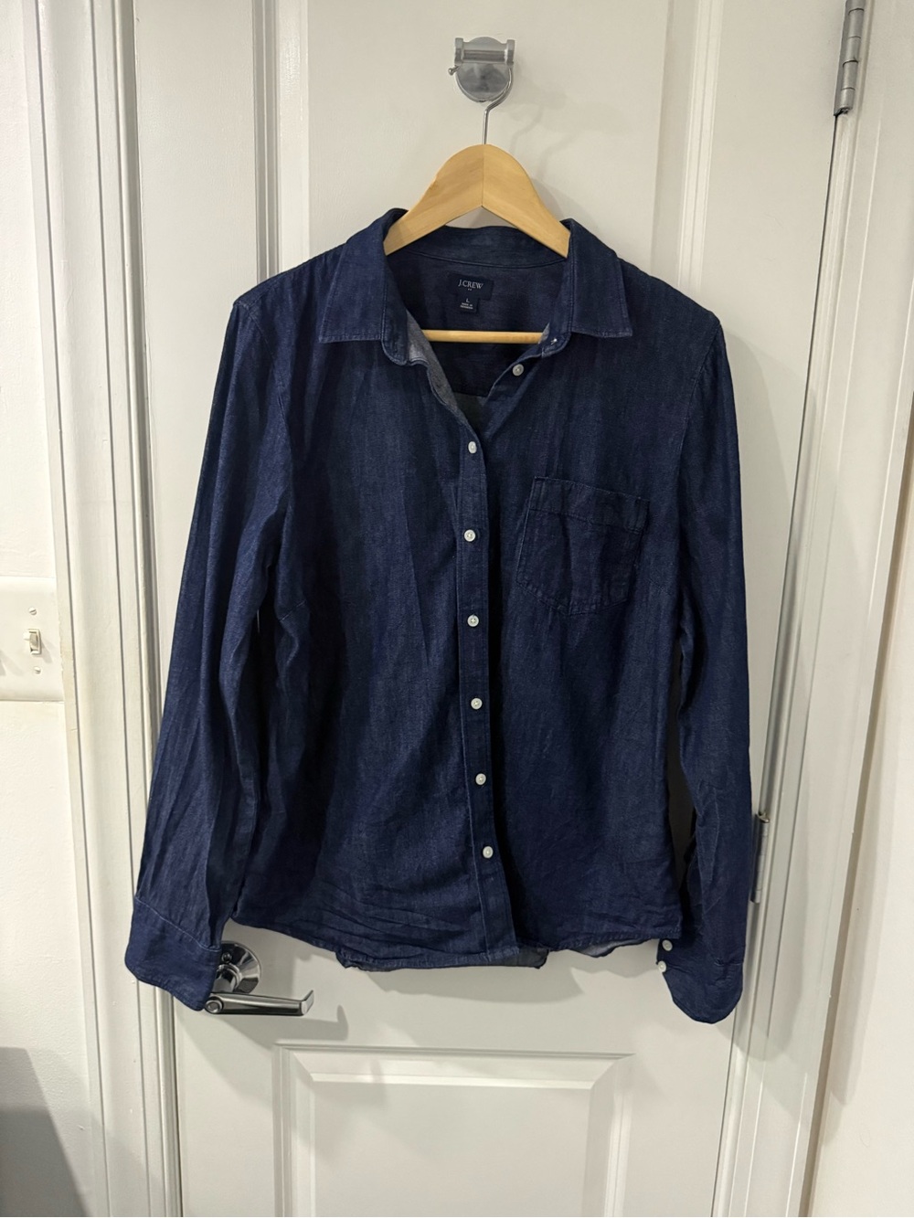 J.Crew Classic Dark Wash Chambray Denim Button-Down Shirt